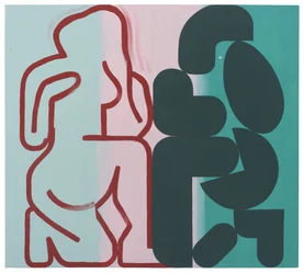 Io y Júpiter (Mito comportándose), 2022 (látex sobre lienzo)