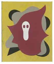 Swamp Thrush (para C.B.), 2023 (látex, collage y pintura en aerosol sobre lienzo)