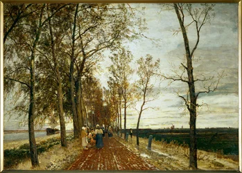 Allee bei Amsterdam - carretera con árboles cerca de Amsterdam (óleo sobre lienzo)