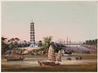 La pagoda de nueve pisos de Whampoa, Río Perla
