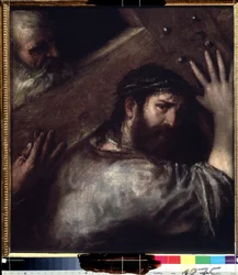 El Cristo que lleva la cruz. Pintura de Tiziano o El Tiziano (Tiziano Vecellio o Vecelli, o Tiziano da Cador