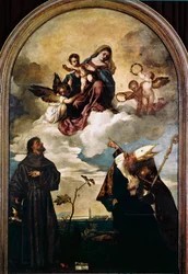 Madonna en gloria con el Niño, San Francisco y San Alvise y el donante Luigi Gozzi
