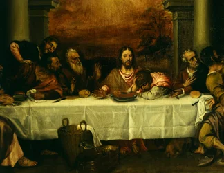 La última cena, de Tiziano (ca. 1490-1576), detalle