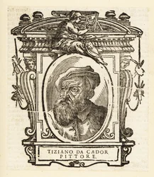 Retrato de Tiziano, pintor italiano durante el Renacimiento, nacido en Pieve di Cadore, circa 1488-1576