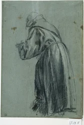 Franciscano en oración (carboncillo sobre papel)