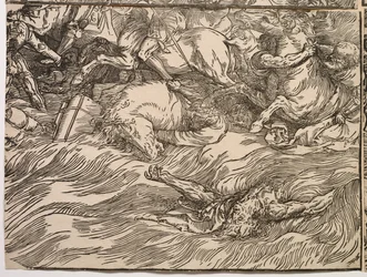 La sumersión del ejército del faraón en el Mar Rojo