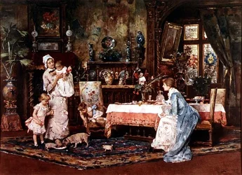 Madre e hijo en un interior elegante