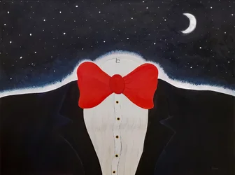 Pajarita roja a la luz de la luna