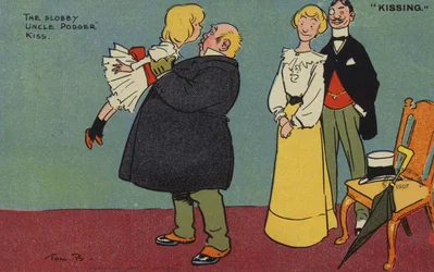 Besando, El Tío Podger desaliñado besa