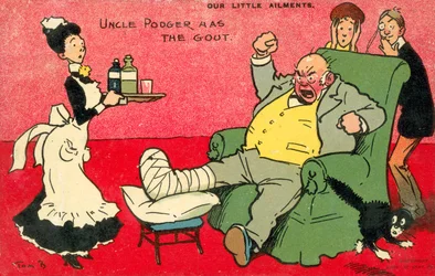 Our Little Ailments, Uncle Podger Has The Gout (litografía en color)