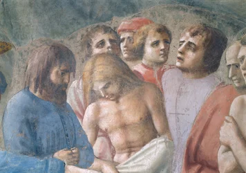 San Pedro bautizando a los neófitos, detalle de rostros en la multitud (detalle)