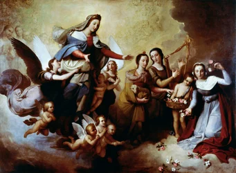 Aparición de la Virgen a San Estanislao Kostka, por Tommaso Minardi, Iglesia de San Andrés en el Quirinal, Roma, Italia