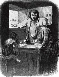 Ilustración de La Mare au Diable, novela de George Sand (1804-1876), grabado de Henri Delaville (en activo a mediados del siglo XIX) sobre dibujo de Tony Johannot (1803-1852).