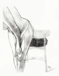 Figura desnuda inclinada