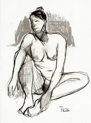 Desnudo expresivo sentado
