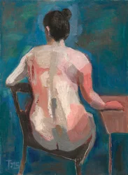 Figura desnuda en azul