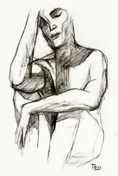 Dibujo de una figura pensativa