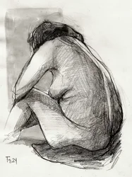 Figura desnuda pensativa