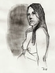 Boceto de una mujer pensativa