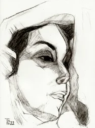 Boceto de una mujer pensativa