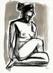 Desnudo sentado en silencio