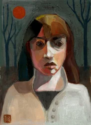 Mujer bajo el sol rojo