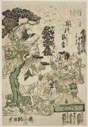 Anuncio del drama "Haru no Akebono Kuruwa Soga," en el Teatro Ichimura