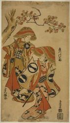 Los actores Ichikawa Monnosuke I y Tamazawa Rinya