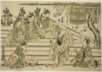 Campana vespertina de Dojoji (Dojoji no bansho), nº 1 de la serie "Ocho vistas de niños (Osana hakkei)"