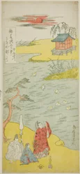 El poeta Ariwara no Narihira a orillas del río Sumida