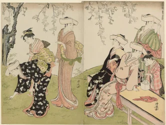 Una excursión en primavera, de la serie Un brocado de modales orientales (Fuzoku azuma no nishiki)