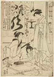 Gyokkashi Eimo antes de ejecutar caligrafía (Gyokkashi no sekisho)
