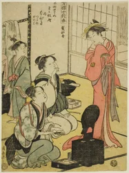 Sala de peluquería (Kamibeya), de la serie "Diez tipos de incienso en los barrios de placer (Seiro jisshu ko)"