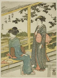 Casa de té con vista a los campos de arroz, de la serie "Diez recintos del templo Kinryuzan en Asakusa (Asakusa Kinruzan jikkei)"