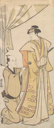 El actor Nakamura Riko I con un asistente, ca. 1784