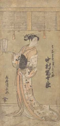 El actor Nakamura Tomijuro en el papel de Sayohime disfrazado de Hanamasu, 1773