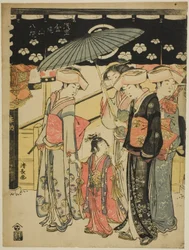 La calle comercial Nakamise, de la serie "Ocho recintos del templo Kinryuzan en Asakusa (Asakusa Kinryuzan hakkei)"
