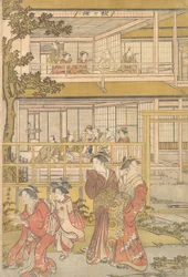Uranosuke Juega a la Gallina Ciega con las Mujeres del Ichiriki Joroya, ca. 1790