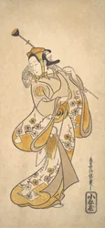 Ichikawa Monnosuke como un Sarumawashi o exhibidor de monos, ca. 1720-25