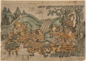 Minamoto no Yoritomo escondido en un árbol