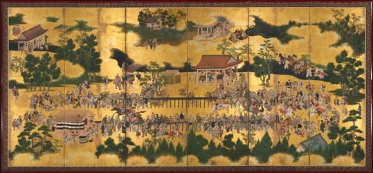 Carrera de caballos en el Santuario de Kamo, 1615-50