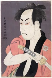Ichikawa Omezo I en el papel de Yakko Ippei de la obra Koinyobo Somewake Tazuna, por Tōshūsai Sharaku, activo entre 1794 y 1795