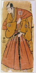 Representación de un actor de kabuki, actor Ichikawa Komazo III, en el papel de Minase en la obra El Espíritu Divino en la Cuenca de Yaguchi