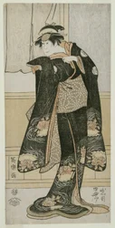 El actor Iwai Hanshiro IV como Otoma, hija de Ohina de Inamuragasaki en Kamakura (Yondai-me Iwai Hanshiro no Kamakura Inamuragasaki no Ohina musume Otoma)