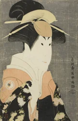 El actor Segawa Tomisaburo II como Yadorigi, esposa de Ogishi Kurando, 1794