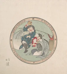 Ebisu y Daikoku, dos de los siete dioses de la buena fortuna, siglo XIX
