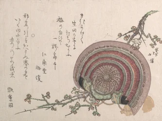 Casco y flores de ciruelo