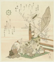 Viento Kaze (título sobre el objeto) Flores, pájaros, viento y luna (título de la serie) Kachôfûgetsu (título de serie sobre objeto)