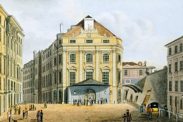 Austria, Viena, Kaiserliches y Koenigliches Hoftheater (Teatro Imperial y Real) por Tranquillo Mollo, Grabado