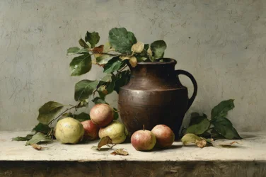 Manzanas otoñales y jarra